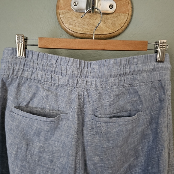 Athleta Cabo 100% Linen Wide Leg Pants Size 2 Blue - Picture 6 of 7